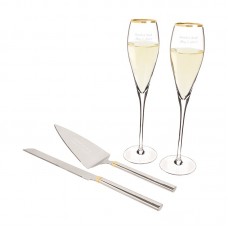 Cathys Concepts 4 Piece Champagne Flutes and Cake Serving Set YCT3758